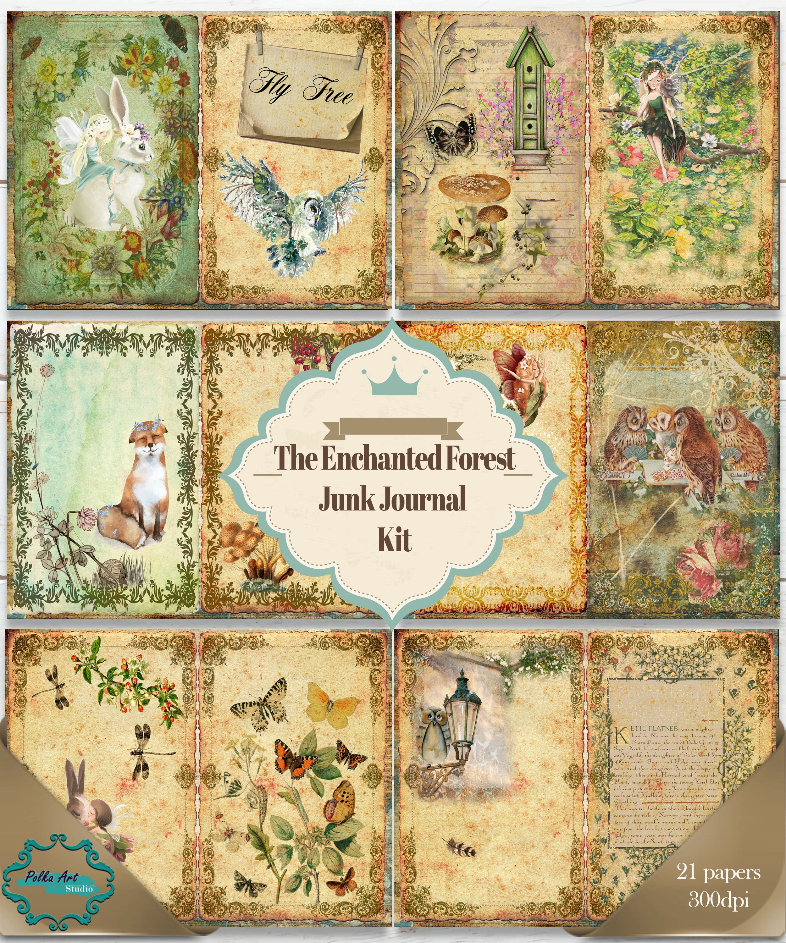 Junk Journal Kit The Enchanted Forest 21 - Etsy 日本