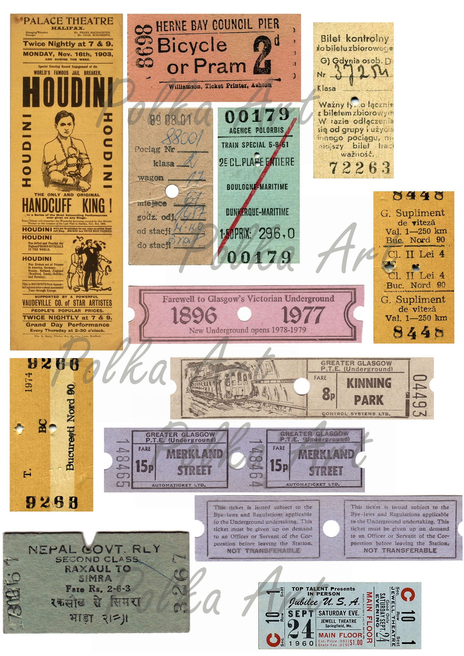 Printable scrapbooking Vintage Tickets Set 33 pieces / instant Etsy