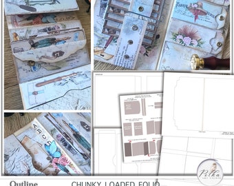 Junk Journal Folio Template: Dreiseiten Gliederung (Digitaler Download)