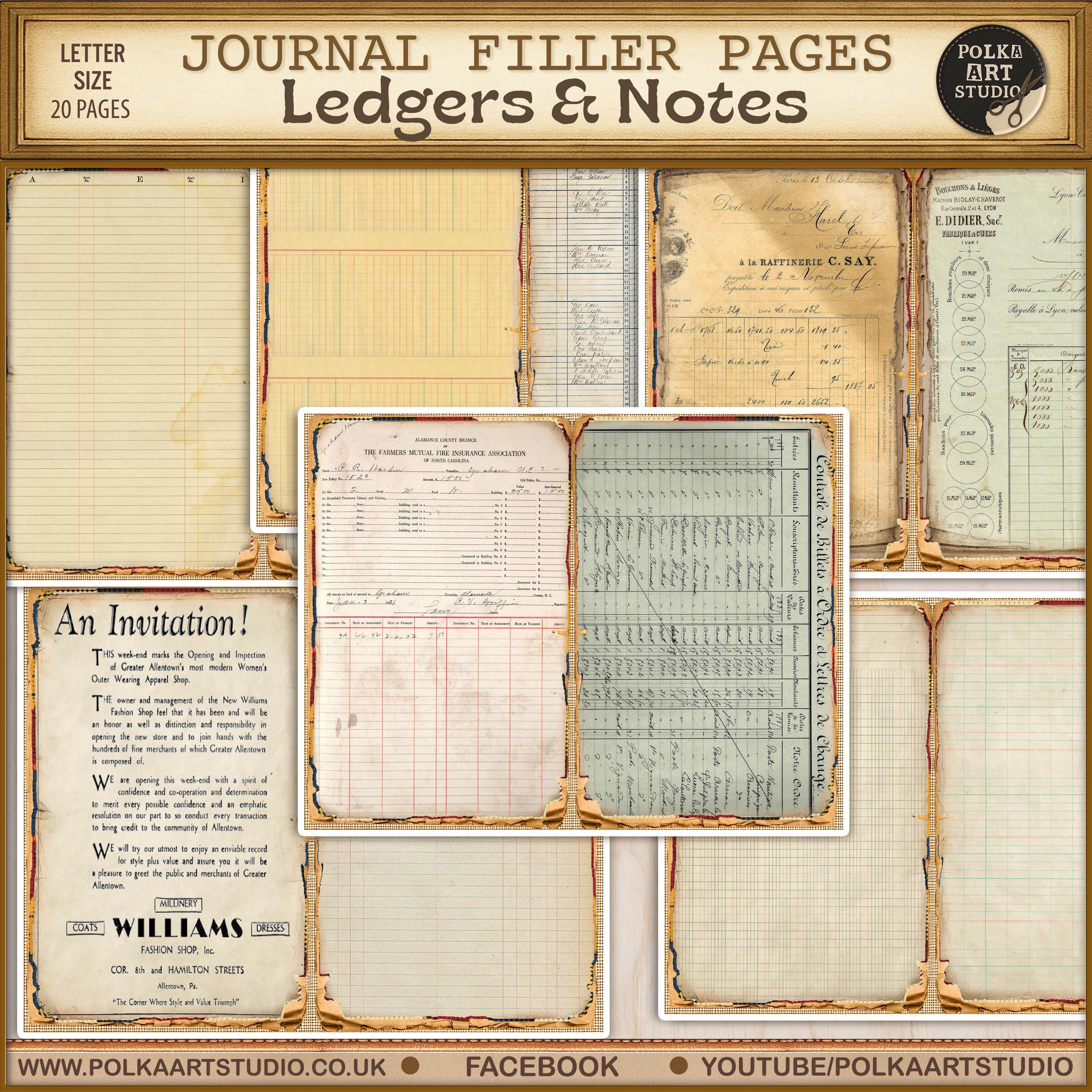 Vintage Ledger Junk Journal Kit: Printable Collage Paper (digital ...