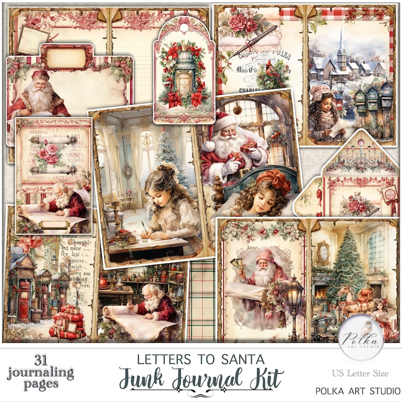 Christmas Junk Journal Kit: Letters to Santa Ephemera (digital Download ...