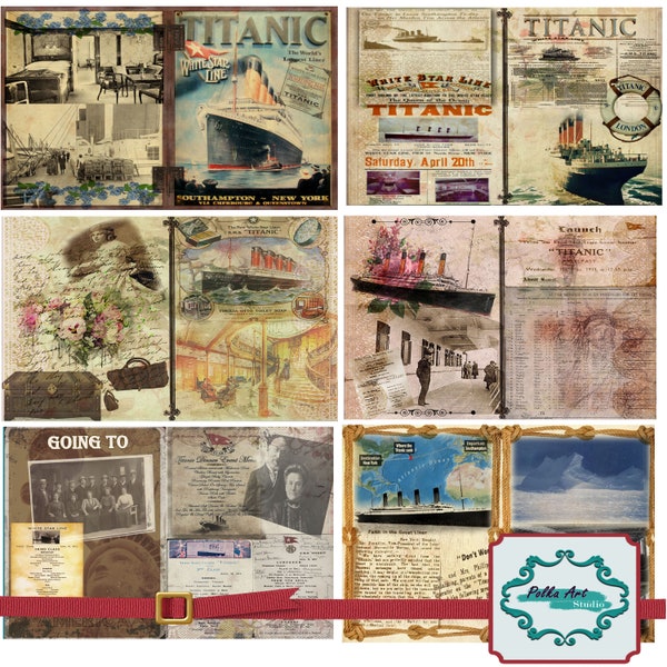 In Memoriam - Kit de journal indésirable Titanic, scrapbooking numérique, à usage personnel et commercial / 8 pages de cartes de journalisation en bonus