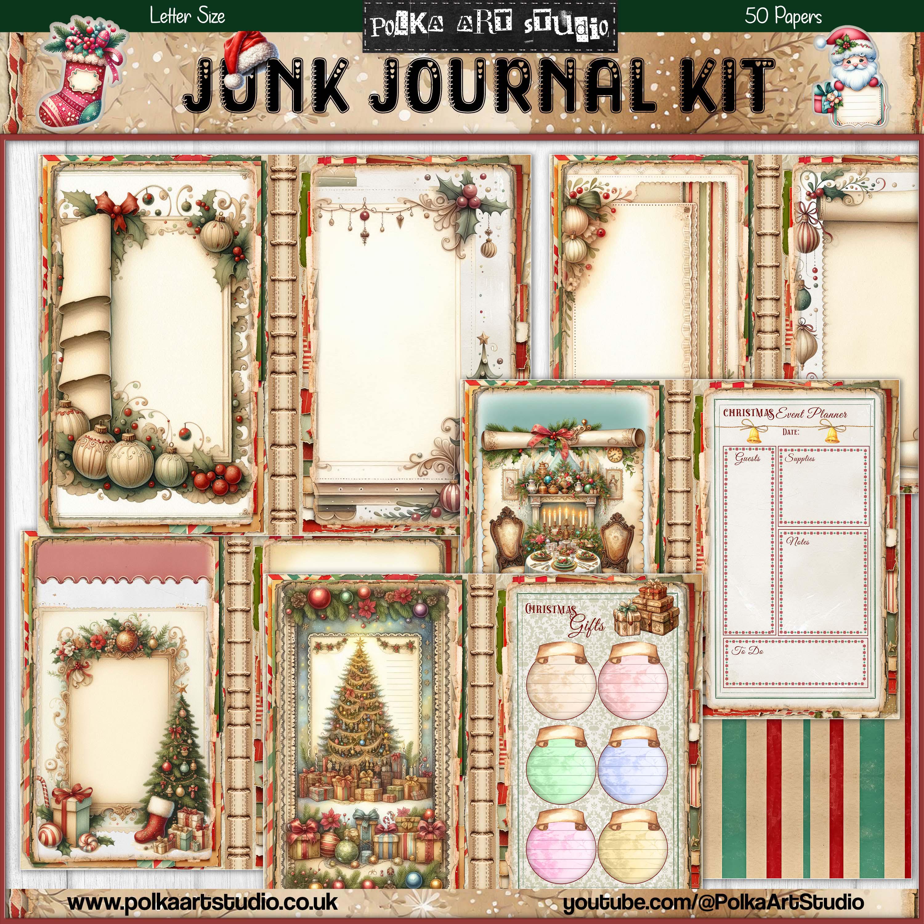 Digital Christmas Planner Junk Journal Kit: Vintage Printable Papers ...