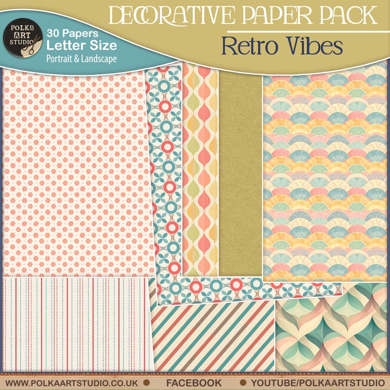 Retro 1950s Scrapbook Paper: Mid-century Modern Designs (digital ...