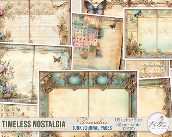 Vintage Victorian Junk Journal Kit: Floral Ledger Pages (Digital Download)