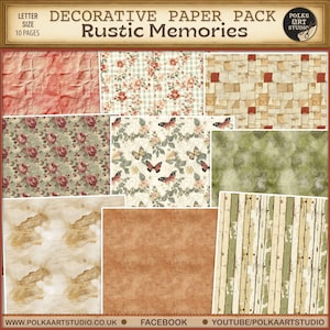 paquet de papier de fond botanique vintage - textures rustiques shabby chic et impressions florales pour le scrapbooking, journaux indésirables, kit imprimable