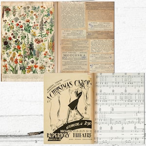 Junk Journal Blank decorative 30 double pages Pack / Neutral Vintage color papers / Instant download image 10