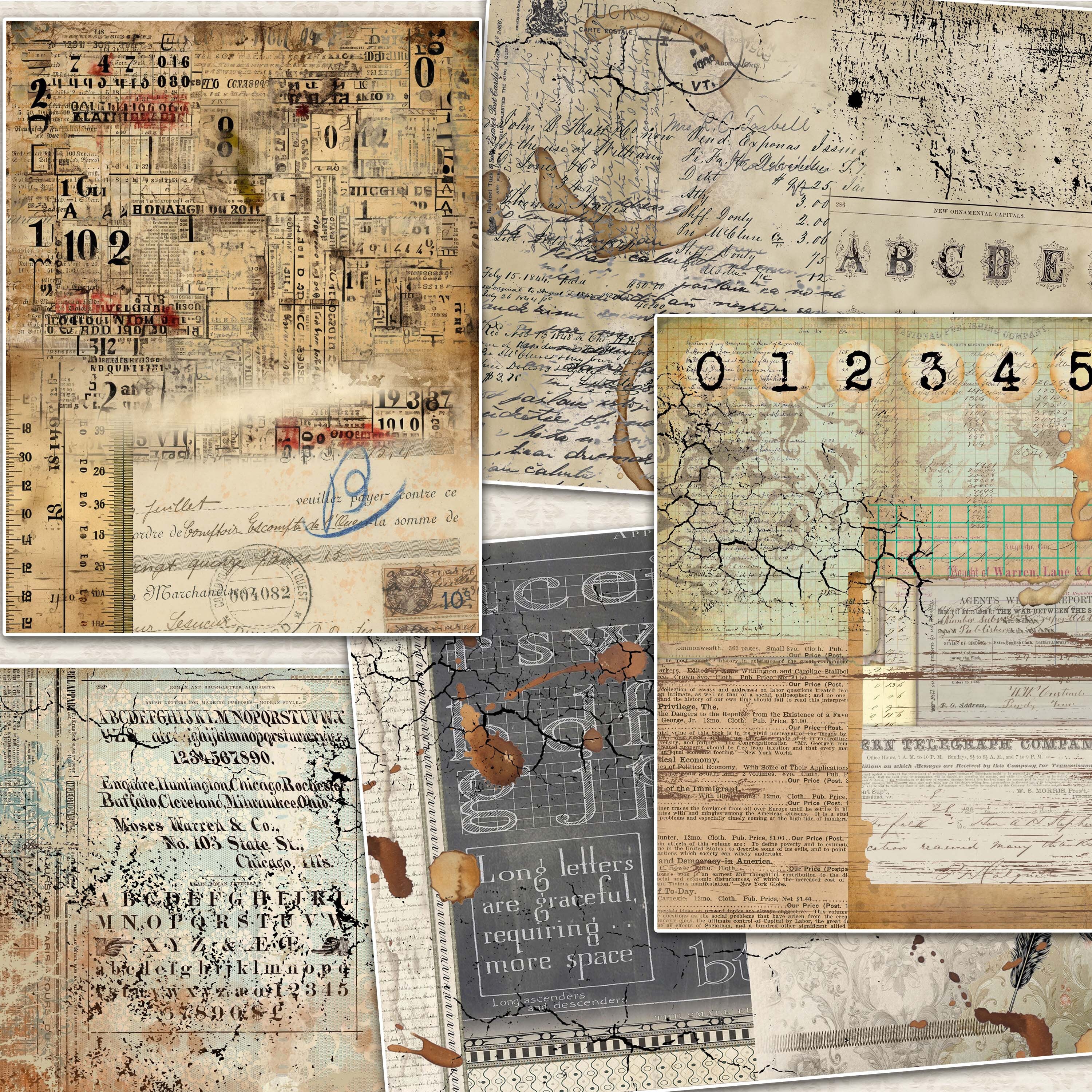 Vintage Grunge Junk Journal Kit: Neutral Tones Printable Pages (digital ...