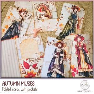 Cartes chargées numériques imprimables pour le journal indésirable d'automne, kit vintage d'éphémères d'automne, cartes de journalisation indésirable, chutes d'automne, automne, imprimable
