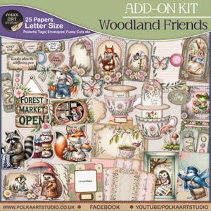 Kit complementario para diario de basura del bosque: etiquetas, bolsillos y material efímero imprimibles / Kit de álbum de recortes de animales del bosque estilo cottagecore / Descarga digital
