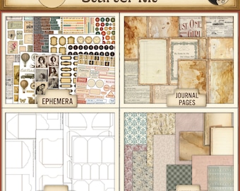Vintage Attic Junk Journal Starter Kit: 100 Ephemera Pages (Digital Download)