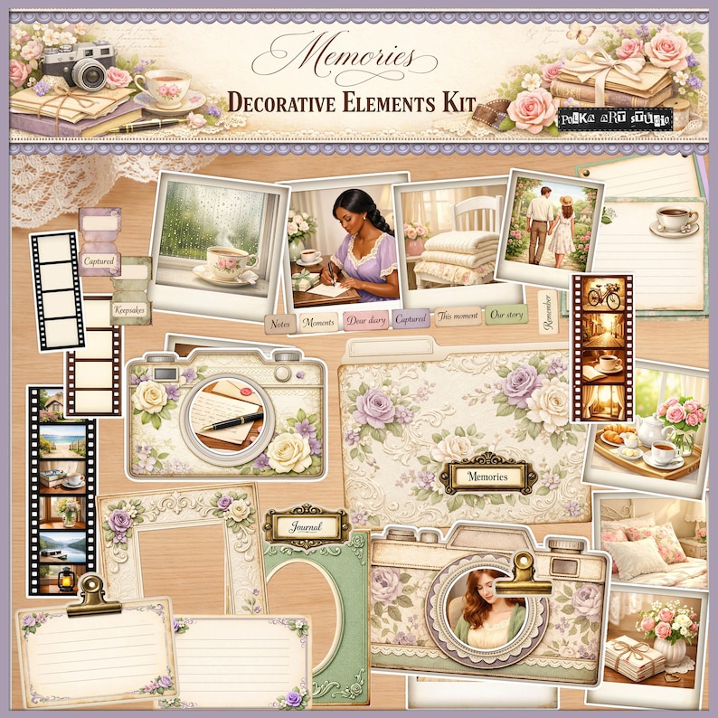 Memories Decorative Elements Kit, Shabby Chic Junk Journal ...