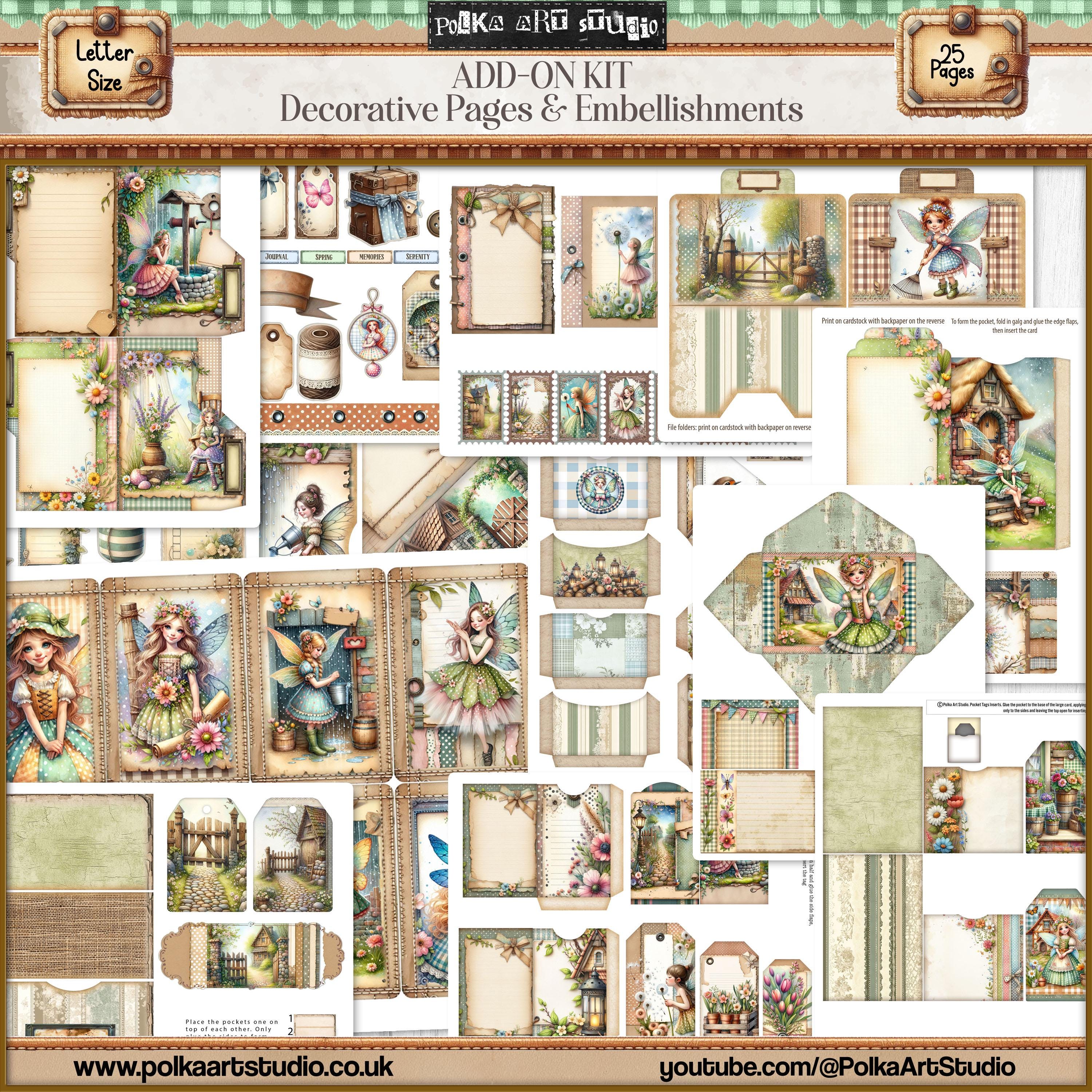 Vintage Rustic Fairy Junk Journal Kit: Spring Embellishments (digital ...