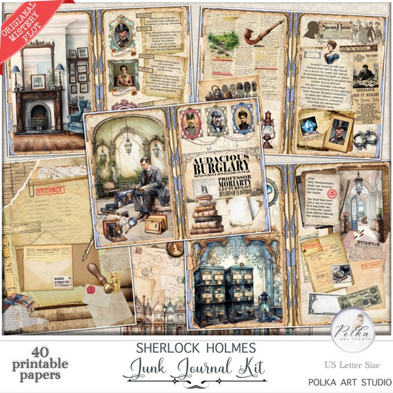 Sherlock Holmes Junk Journal Kit: Victorian Mystery Papers (Digital Download)