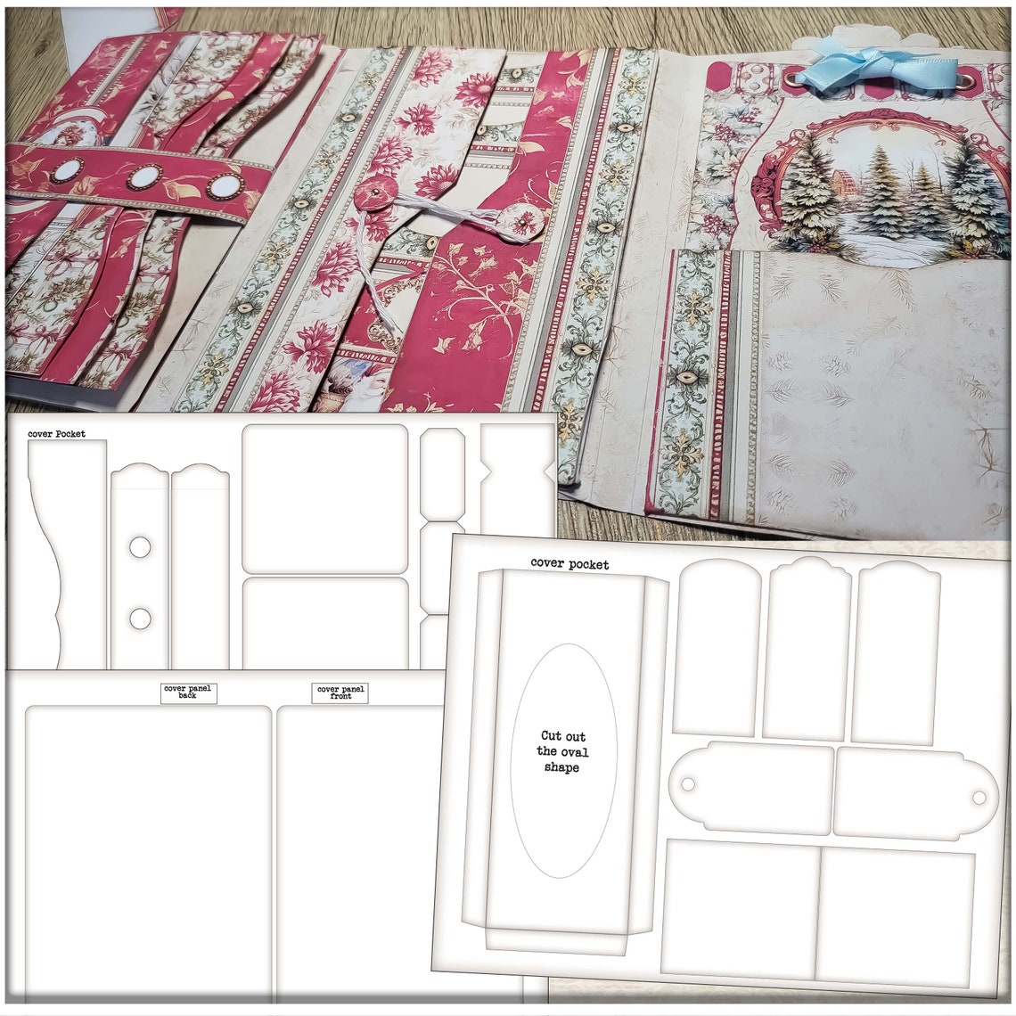 Junk Journal Folio Booklet Outline Template: Trifold Digi Kit (digital ...