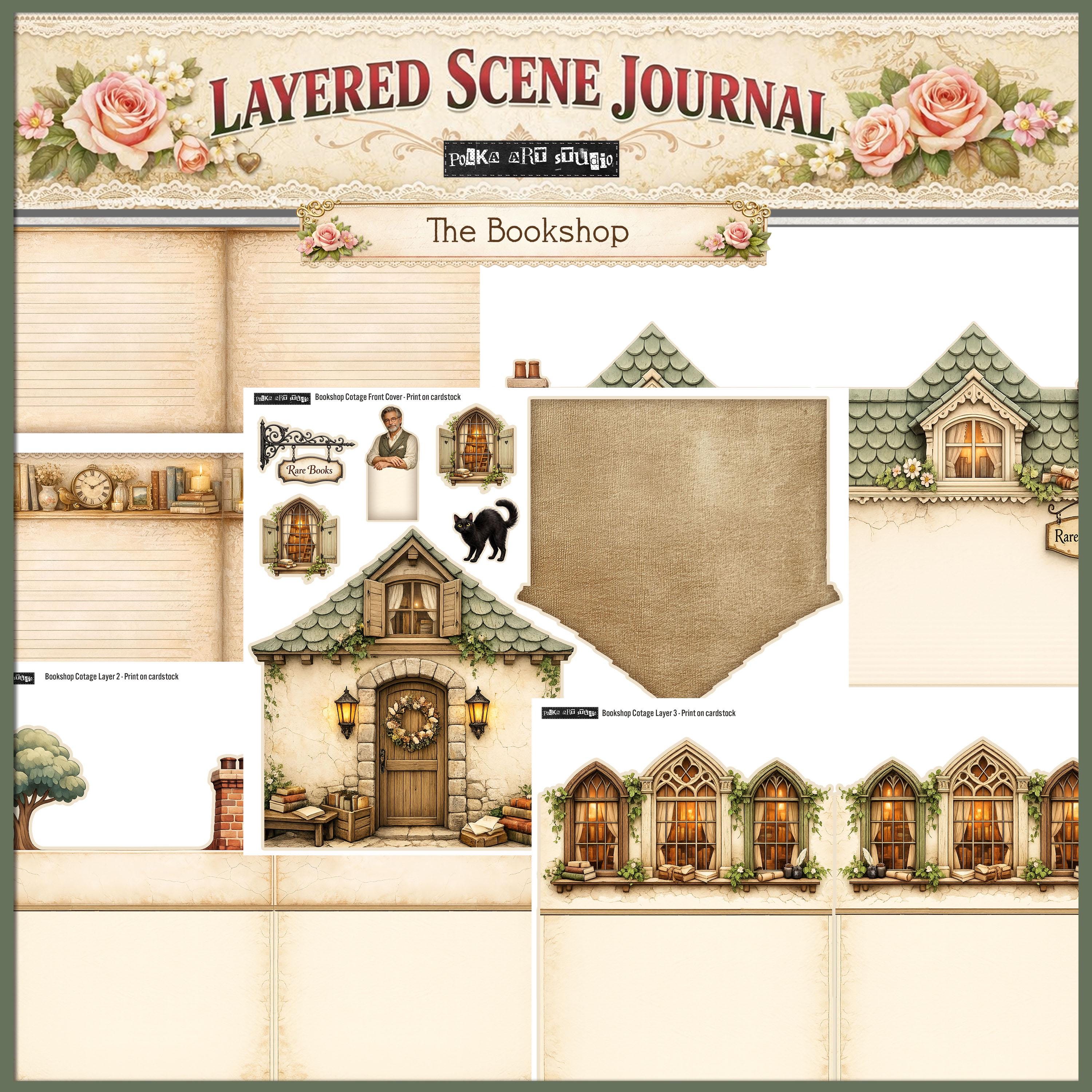 Bookshop Layered Scene Journal Kit | Printable Journaling Project ...