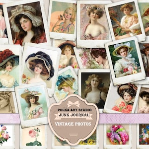 Junk Journal Ephemera Pack - Vintage Cards & Portraits Scrapbooking Kit, Printable Digital Download, Scrapbook Journal, Digital Ephemera
