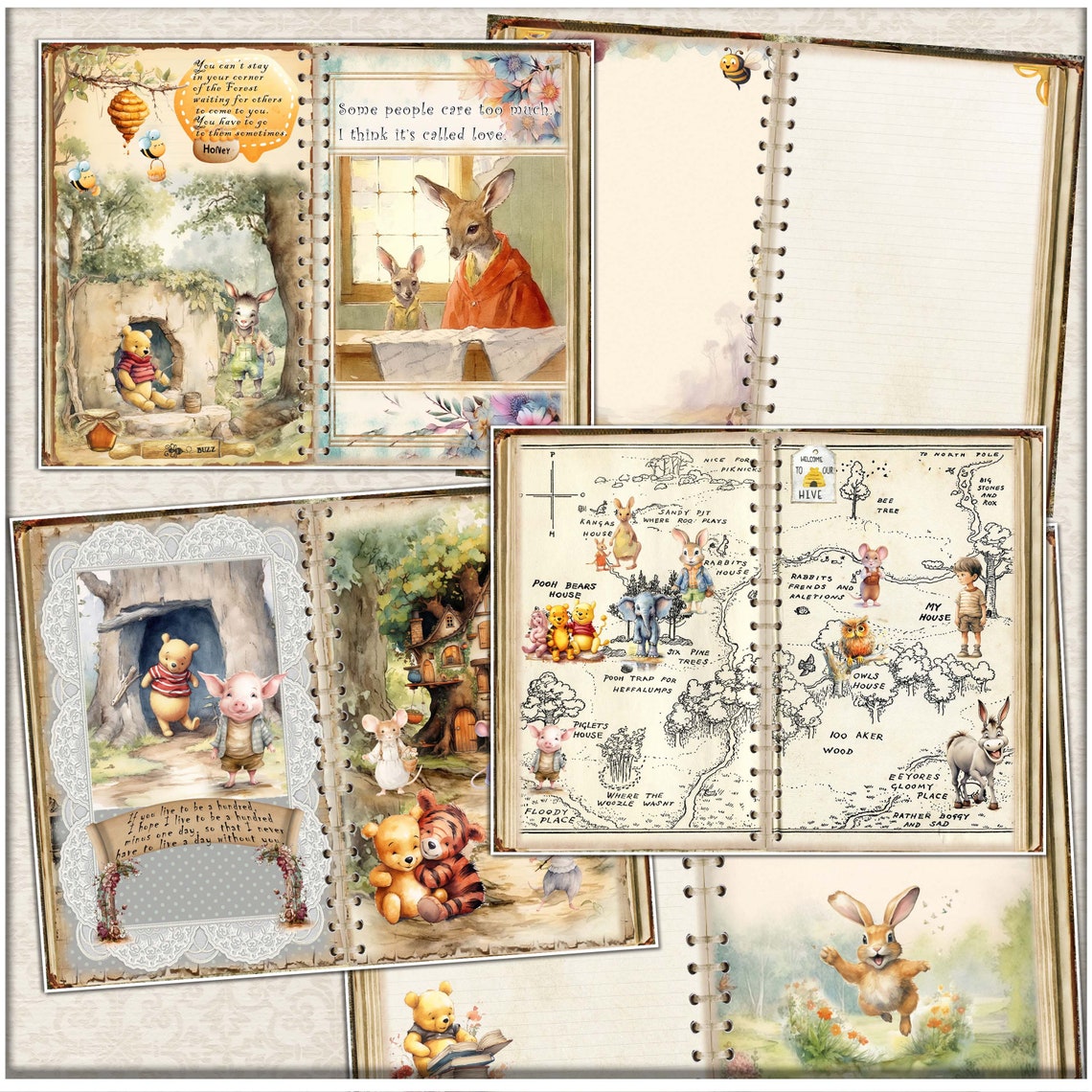 Winnie the Pooh Junk Journal Kit: Vintage Printable Pages (digital ...