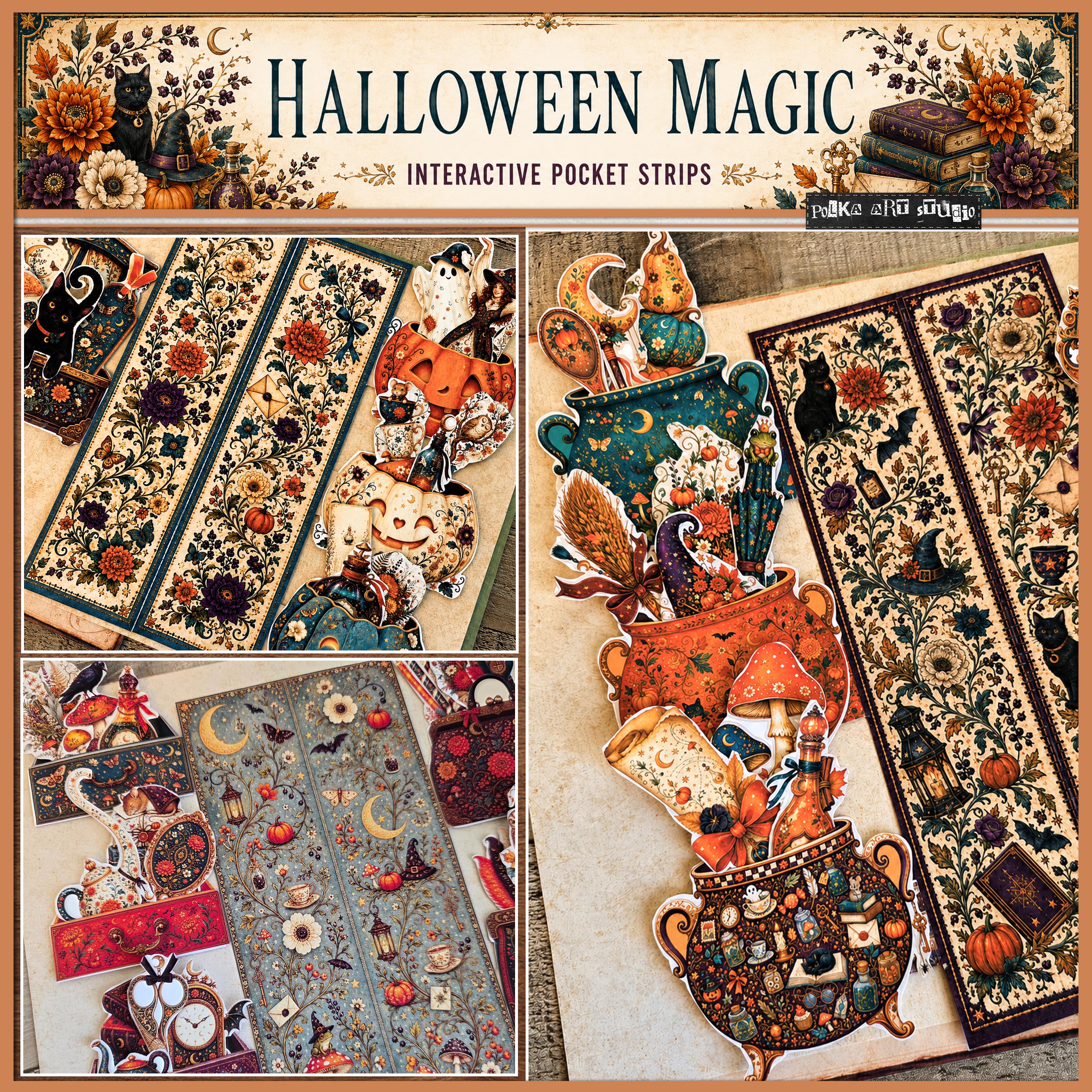 Halloween Magic Interactive Junk Journal Kit, Printable Journal Inserts, Pockets & Tuck Spots, Halloween Ephemera