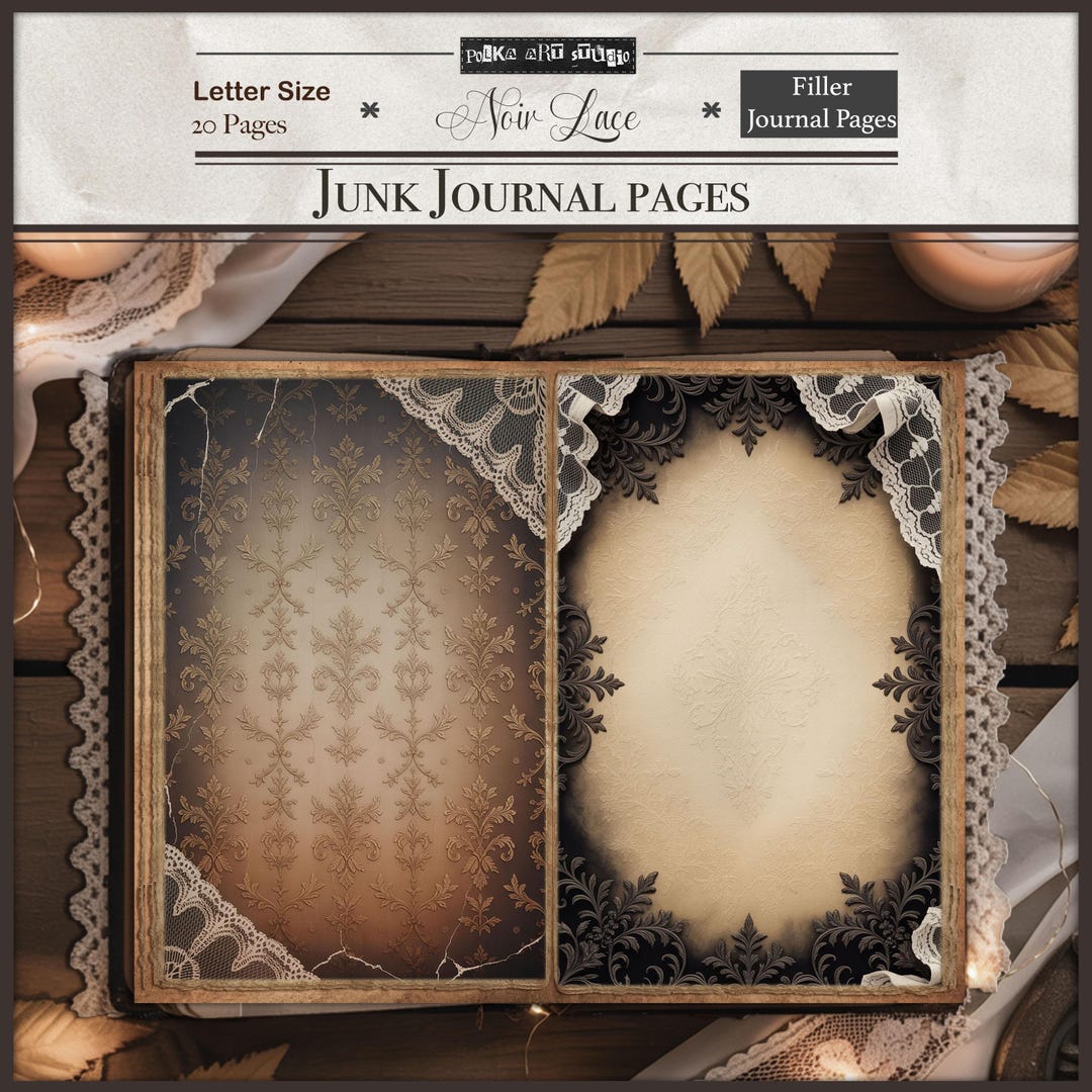 Lace Junk Journal Pages | Gothic Vintage Printable Paper Kit | Elegant ...