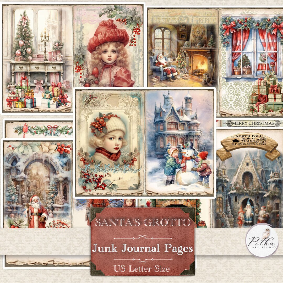 Vintage Christmas Junk Journal Kit: Victorian Winter Pages (digital ...