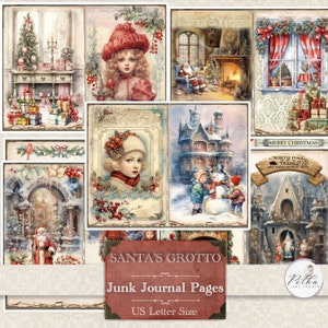 Vintage Christmas Junk Journal Kit, Digital Victorian Christmas, Winter Decorative Journaling Pages,Santa, Printable, Festive Journal