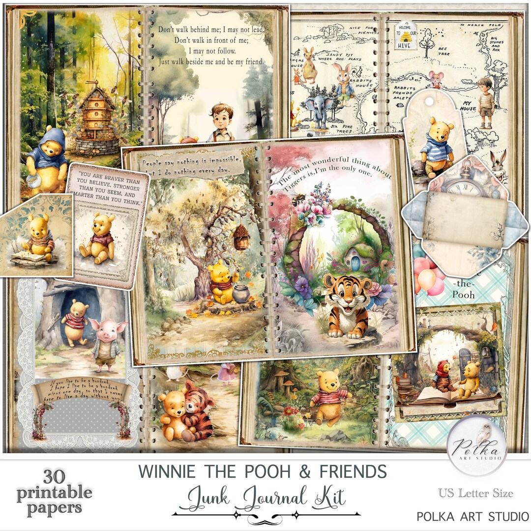 Winnie the Pooh Junk Journal Kit: Vintage Printable Pages (digital ...