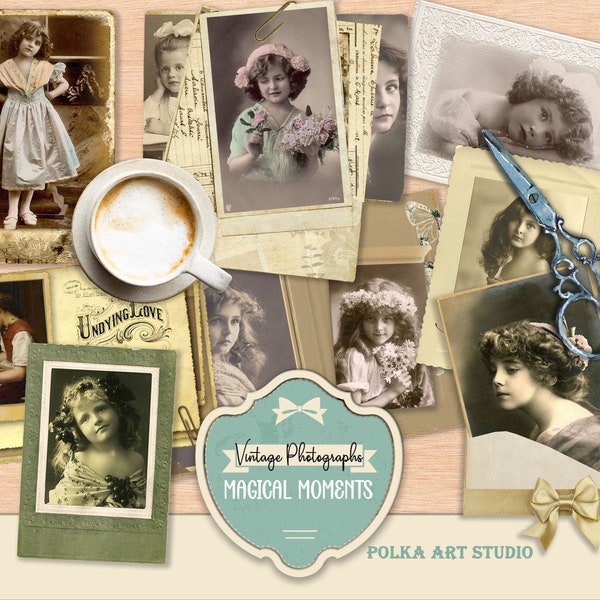 Junk journal Vintage Photographs of children Instant Download, Printable, Digital Download | Antique photographs Ephemera