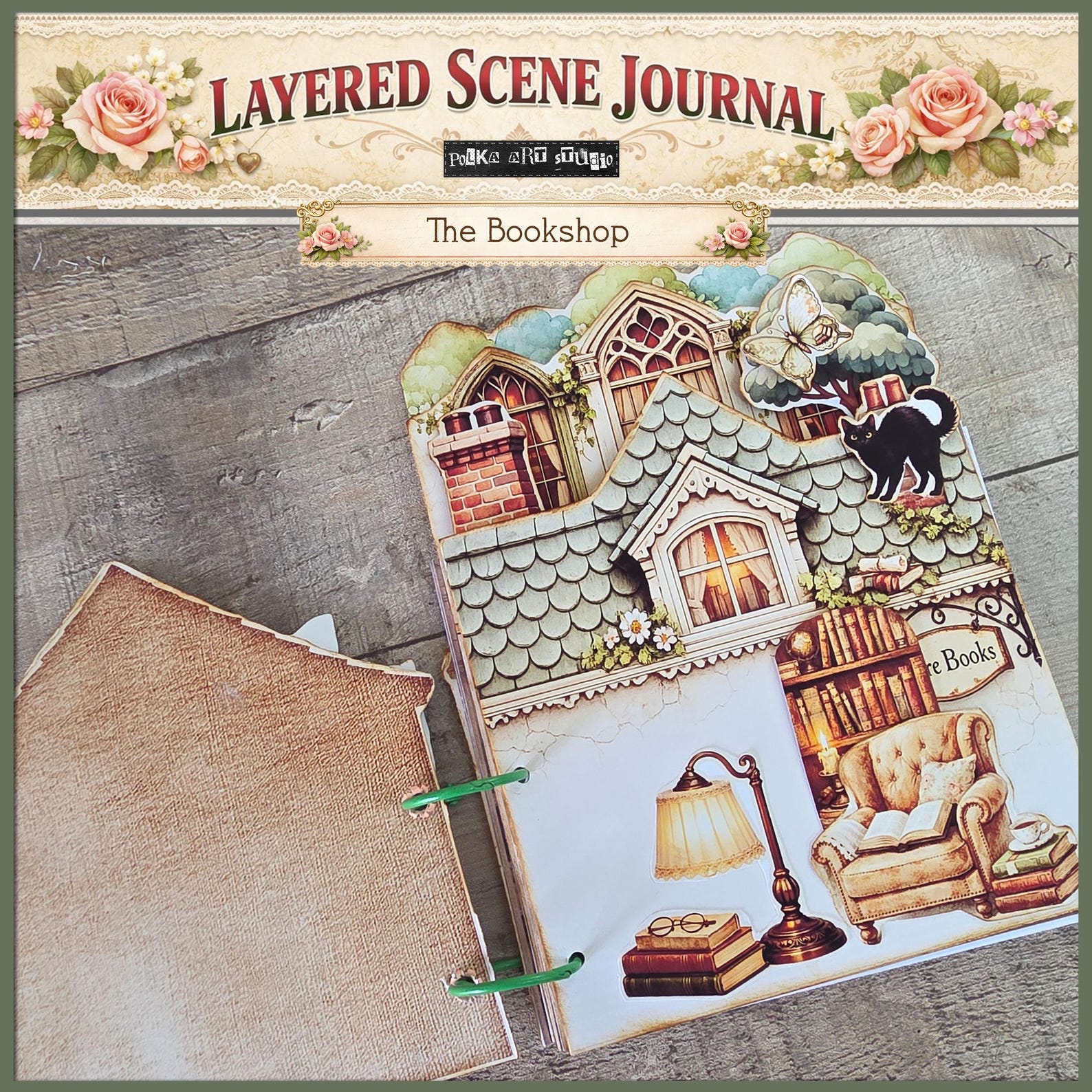 Bookshop Layered Scene Journal Kit | Printable Journaling Project ...