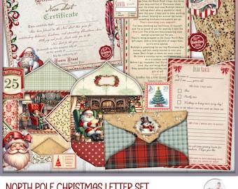 Santa's Christmas Stationery Kit: Letters, Envelopes, Nice List (Digital Download)