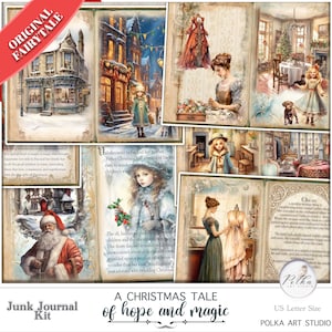 Digital Junk Journal Kit, wintersprookje, kinderverhaal complete verhaaljournaalpagina's, vintage sprookjes, kortstondige vintage sprookjes, fantasiekerst