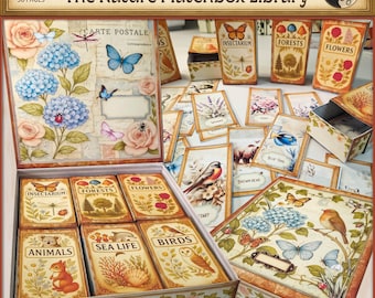 Jeu de cartes d&#39;allumettes pour journalisation numérique de la nature Boîte de rangement pour journaux indésirables, éphémères de la flore et de la faune, forêt botanique, étiquettes marines