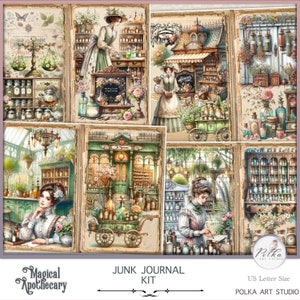 Kit de journal indésirable, apothicairerie victorienne, vintage éphémère à base de plantes, journal botanique imprimable, collage, papiers à téléchargement numérique, kit numérique
