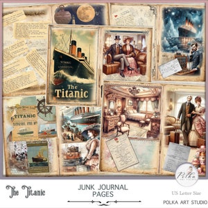 Digitale Junk Journal Kit Titanic, Marine Journaling Afdrukbaar Vintage Paper Pack, Collage Papers, Digital Journal, Scrapbook