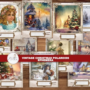 Junk Journal Coisas efêmeras de Natal, fotografias vintage de Natal, cartões de registro no diário, scrapbooking, coisas efêmeras decorativas de inverno, fotos antigas