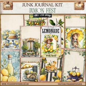 Kit diario digitale Junk Journal Retro Lemons, carta artigianale vintage con agrumi, download, kit di carta stampabile, download digitale