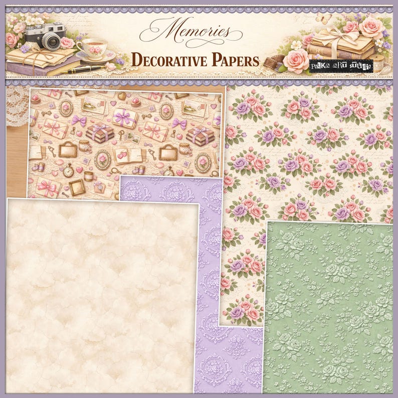 Memories Decorative Papers Kit – Printable Vintage Junk Journal Pages ...