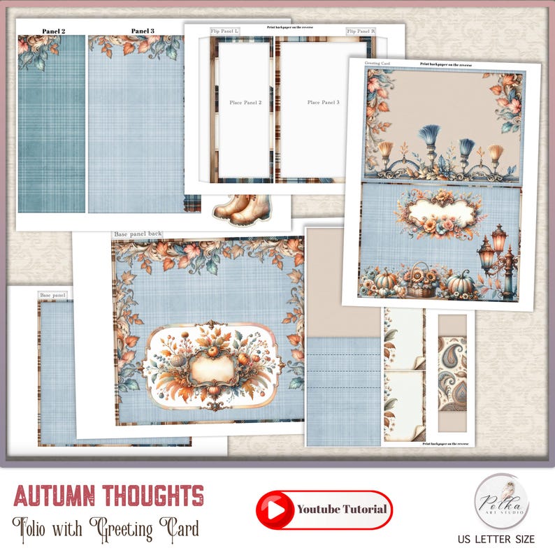 Autumn Greeting Card Folio: Printable Paper Project (digital Download ...