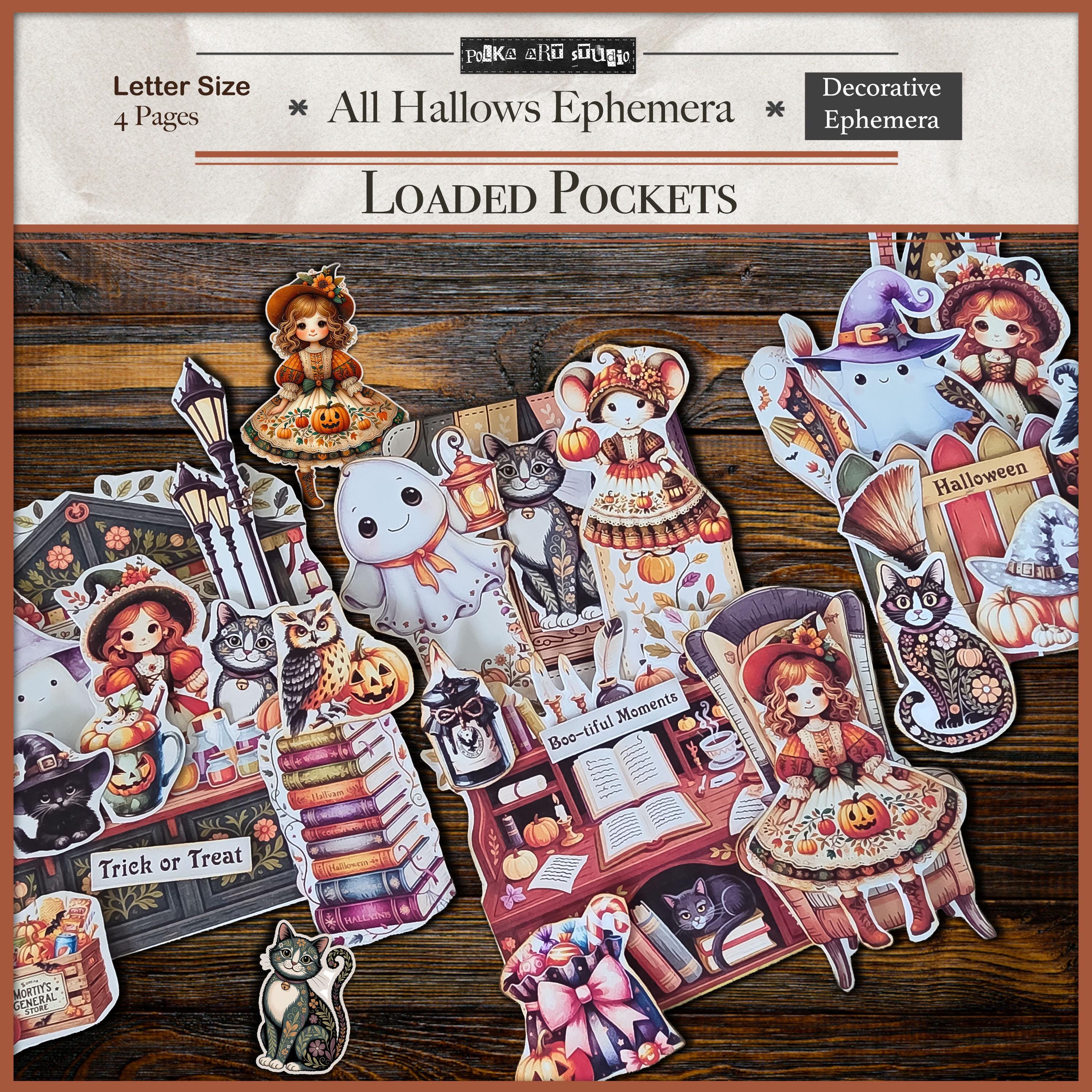 Digital Halloween Junk Journal Loaded Pockets, Printable Tags, Ephemera ...