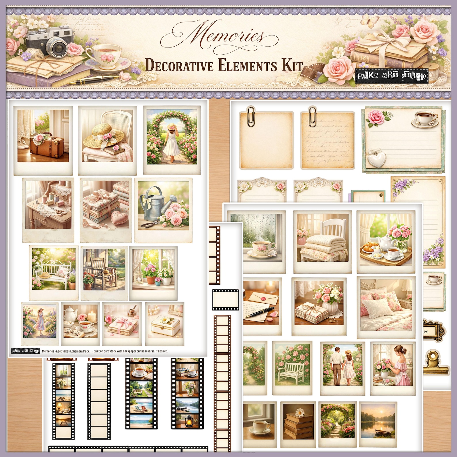 Memories Decorative Elements Kit, Shabby Chic Junk Journal ...