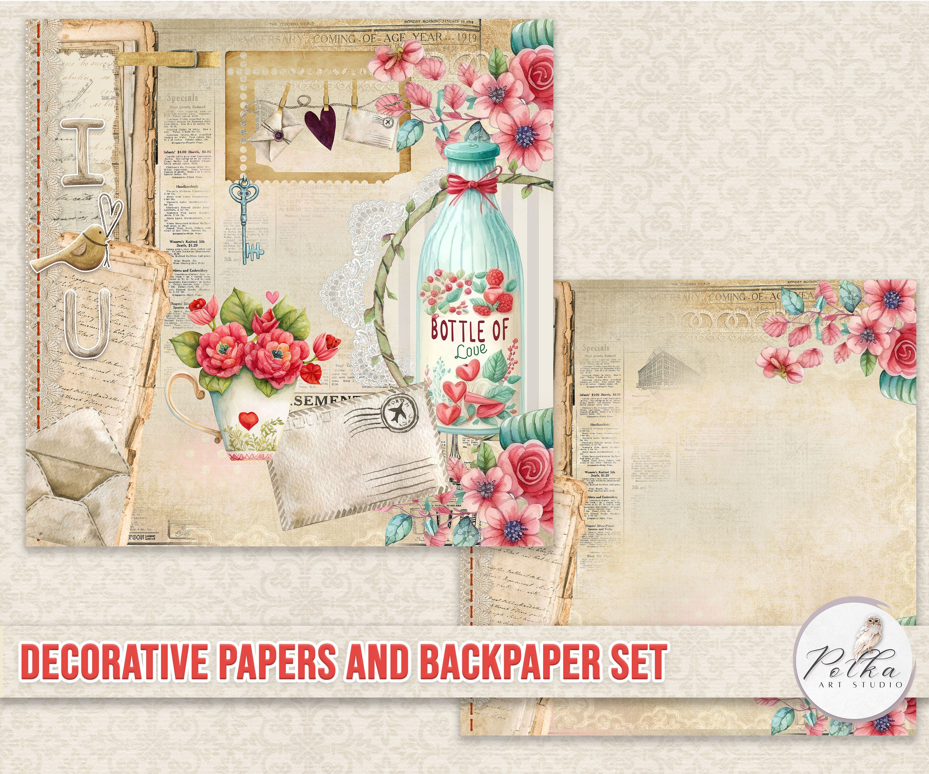 Digital Scrapbook Paper Vintage Shabby Chic Scrapbooking - Etsy