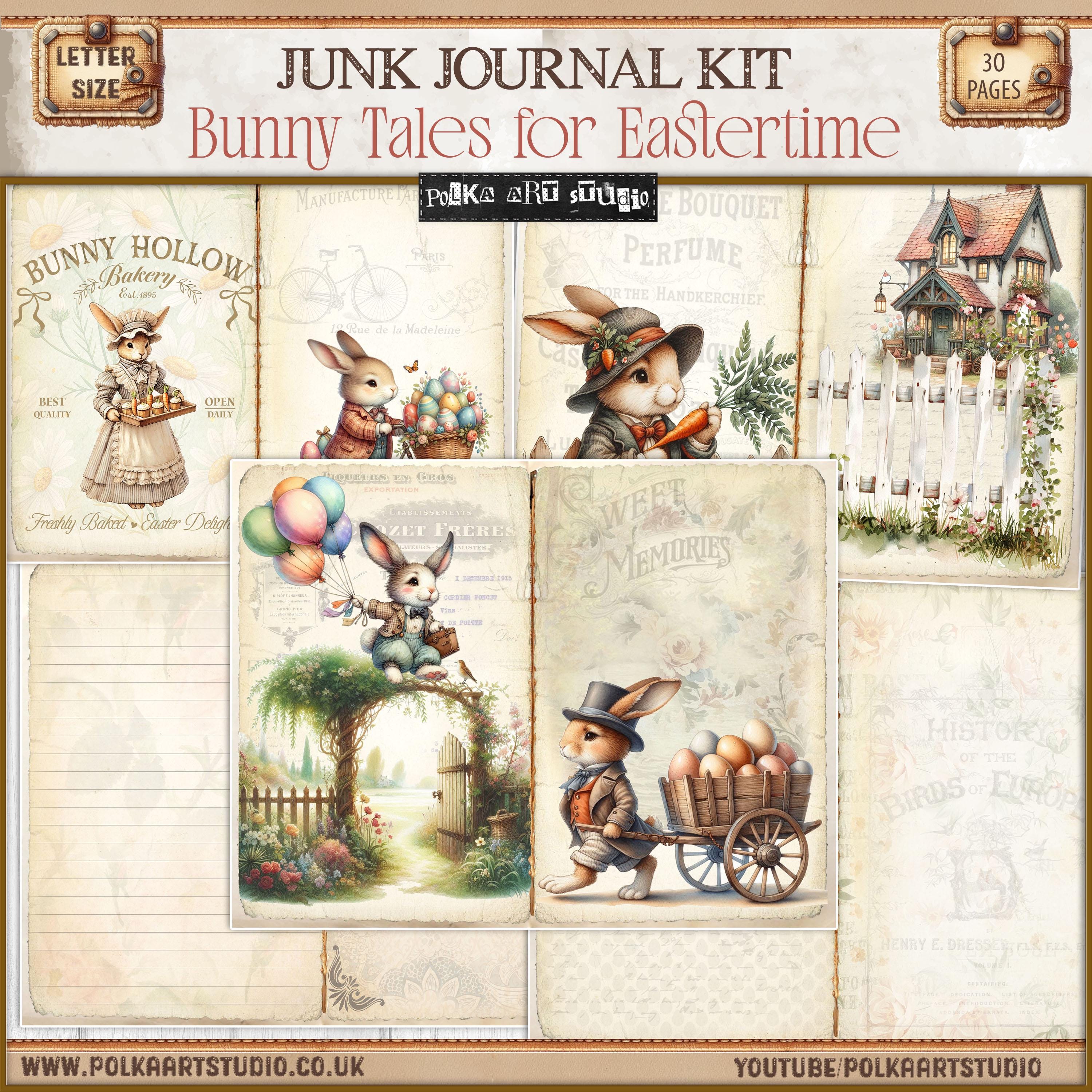Easter Bunny Junk Journal Kit: Shabby Chic Ephemera (digital Download ...