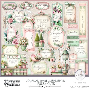 Digitale afdrukbare junk Journal Vintage Shabby Chic Ephemera Kit, Junk Journaling Tags, labels, lente, afdrukbare papieren, benodigdheden voor journaling