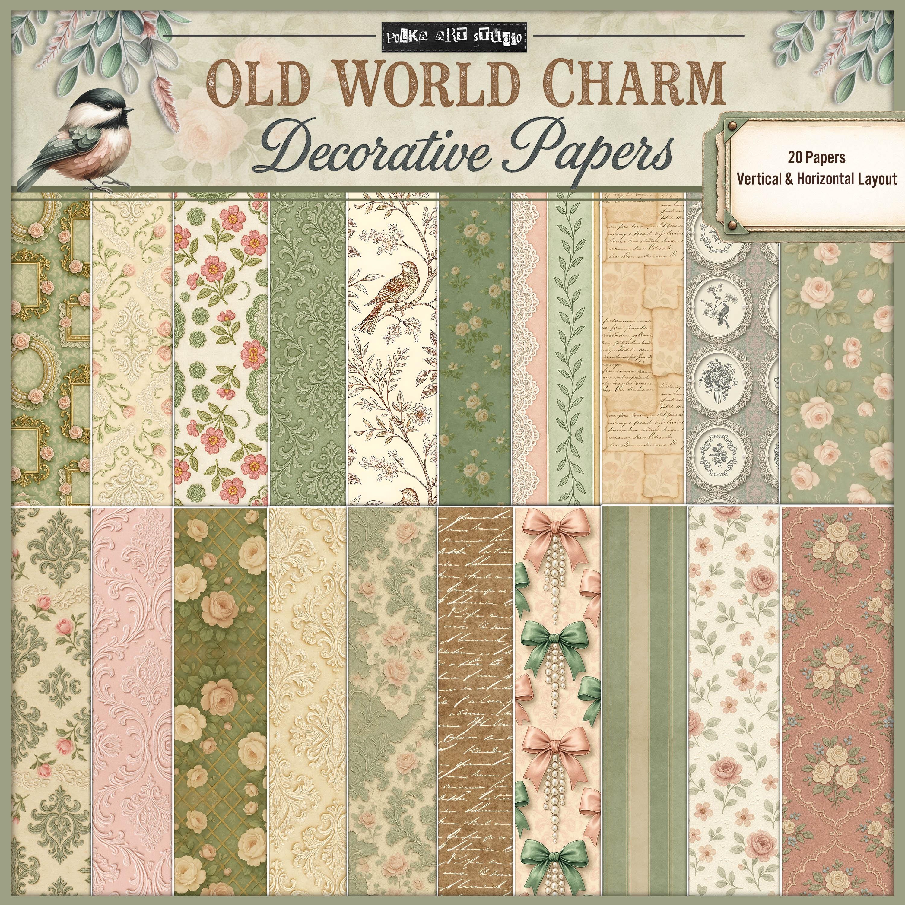 Digital Junk Journal Decorative Papers – Shabby Chic Vintage Digital ...