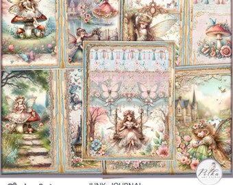 Fantasy Fairies Junk Journal Kit: Shabby Chic Watercolor (Digital Download)