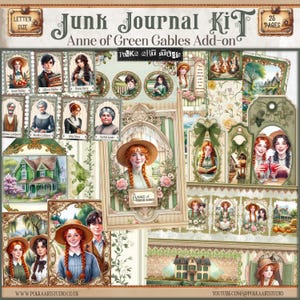 Digital Junk Journal Kit Vintage Add-on Ephemera Kit, Anne Gables Journal, Novel Journal, download, afdrukbare Paper Craft, digitale download