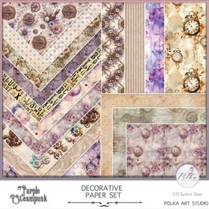 Digitales Steampunk Junk Journal Dekoratives Papier Set, dekorative druckbare Seiten, Sofortiger Download Antikes Papier Digi Kit, Collage