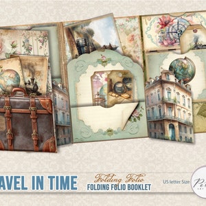 Libretto Folio pieghevole del diario spazzatura, viaggio nel tempo, Folio itinerante, digitale, download, download istantaneo stampabile, effimeri vittoriani vintage