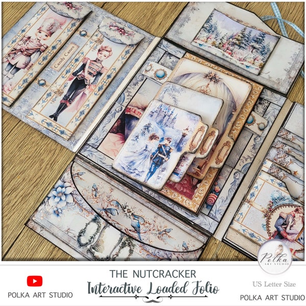 Junk Journal Folding Folio Booklet, The Nutcracker Winter Digital Download, Trifold, Christmas Printable Instant Download, Craft Kit Project