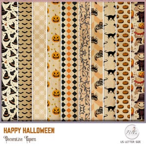 Halloween Digital Printable Papers for Junk Journaling Crafting & Scrapbooking, Digital Neutral Paper Set, Printable Journaling Pages